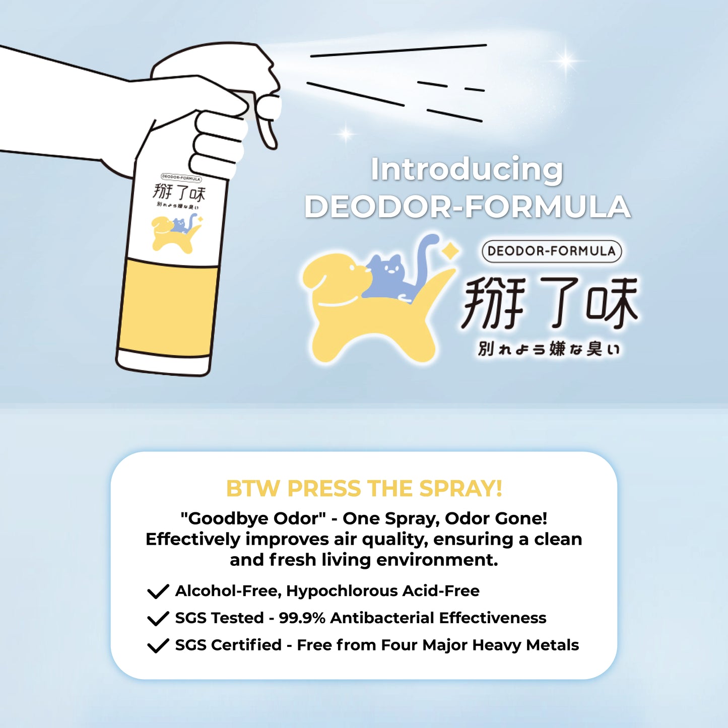 BTW Ag+ Deodor Spray |Easy-Carry 60ml|Regular 300ml|Refill 1000ml
