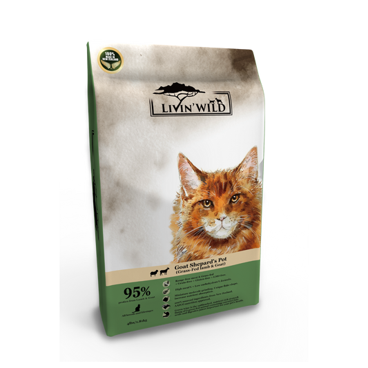 LIVIN' WILD Natural CAT Food|Goat Shepard's Pot|Lamb & Goat Recipe|450g & 1.8kg