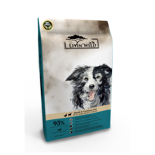 LIVIN' WILD Natural DOG Food|Duck & Venison Irish Pot|Duck & Venison Recipe|450g & 1.8kg