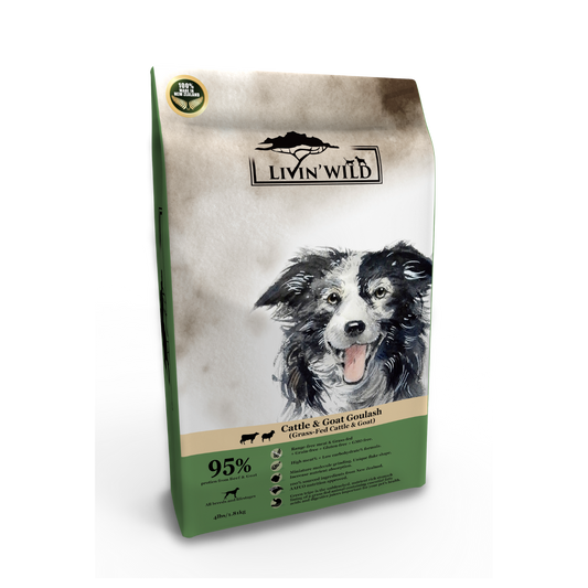 LIVIN' WILD Natural DOG Food|Cattle & Goat Goulash|Cattle & Goat Recipe|450g & 1.8kg